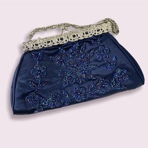 Beaded Navy Evening Bag